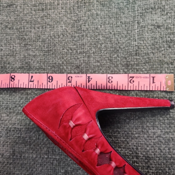 Nine West Red Suede Open Toe Pumps - Picture 12 of 12